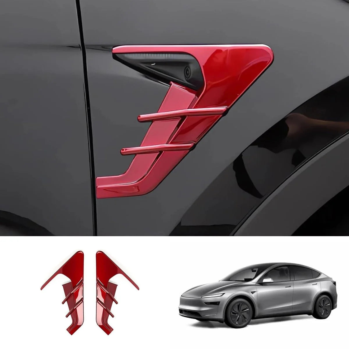 ABS Turn Signal & Camera Covers with Air Blades for Tesla Model Y Juniper 2025+