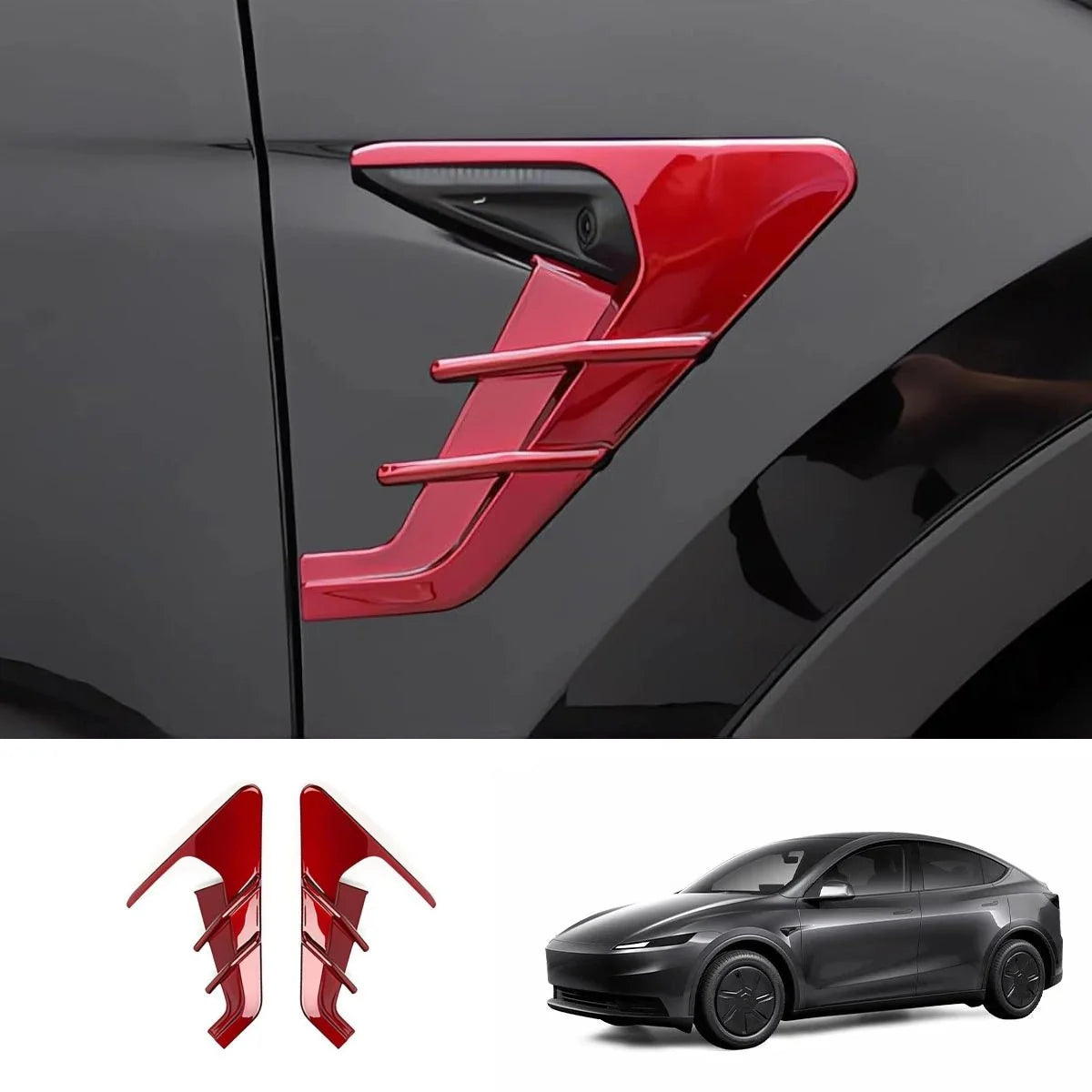 ABS Turn Signal & Camera Covers with Air Blades for 2026 New Tesla Model Y Standard