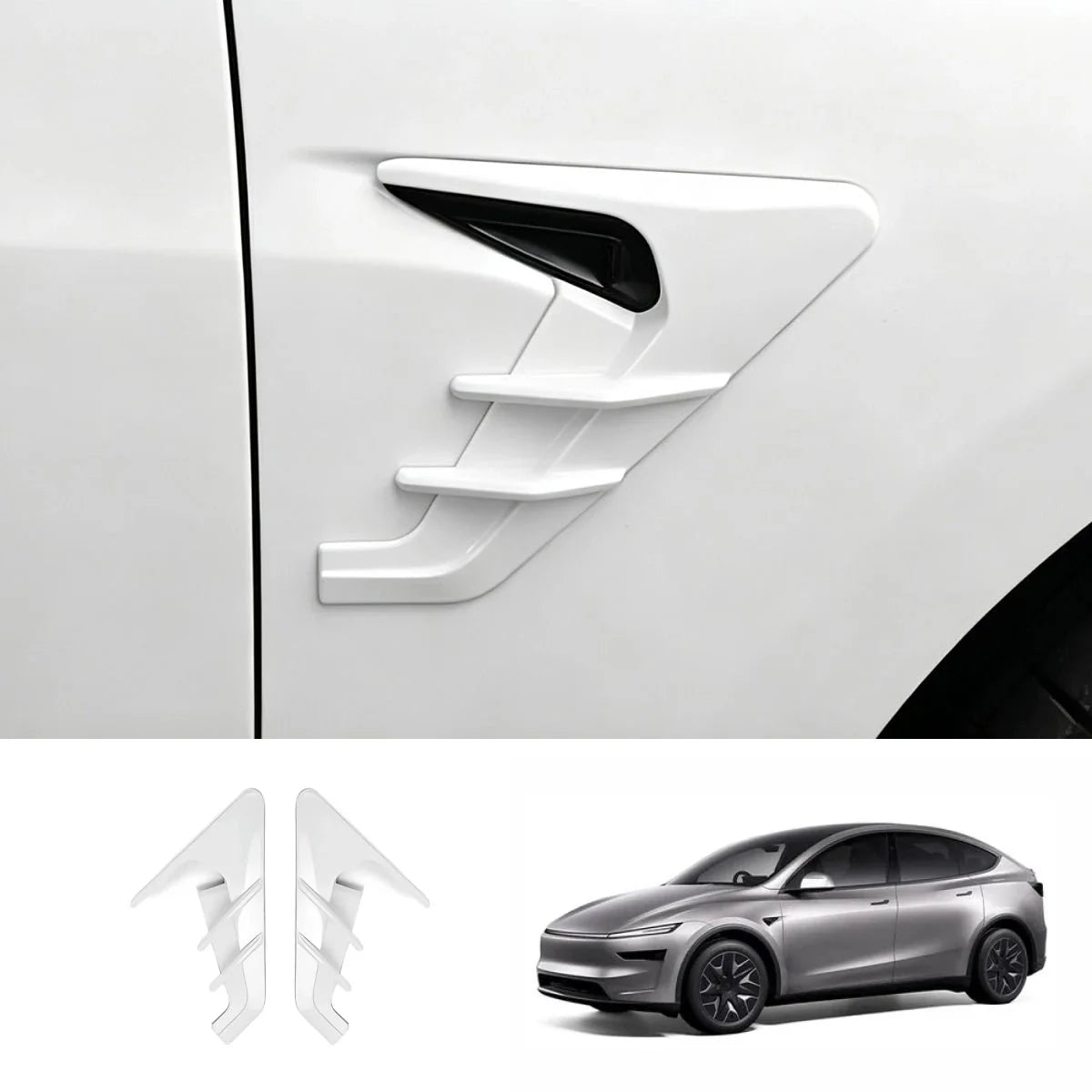 ABS Turn Signal & Side Camera Covers with Air Blades for Tesla Model Y L 6-Seater 2026+