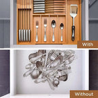 EcoStyle | Bamboo Cutlery Tray Organizer with 7 Compartments | Adjustable Design for Kitchen Drawer Efficiency