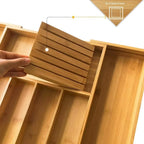EcoHome | Bamboo Kitchen Drawer Organizer with Expandable Design | Adjustable Utensil Tray for Efficient Storage