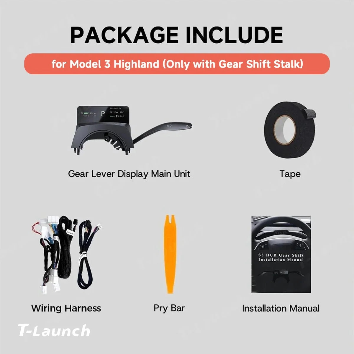 S3 HUD Gear Shift Stalk Kit for Tesla Model Y Juniper 2025+ / Model 3 Highland 2024+
