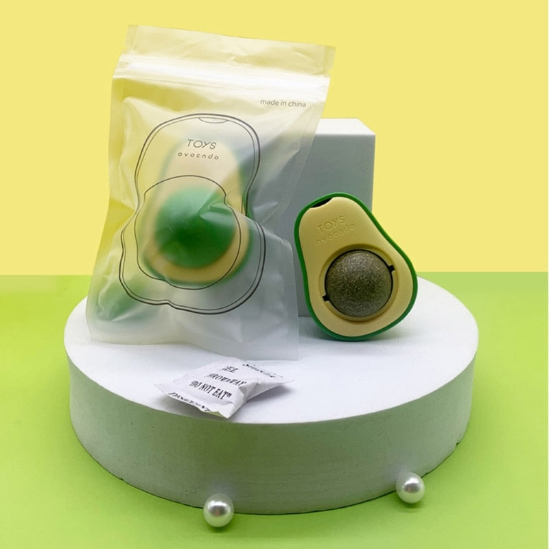 Wall-Mounted  Cat Avocado Toy Ball