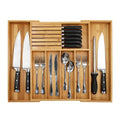 EcoHome | Bamboo Kitchen Drawer Organizer with Expandable Design | Adjustable Utensil Tray for Efficient Storage