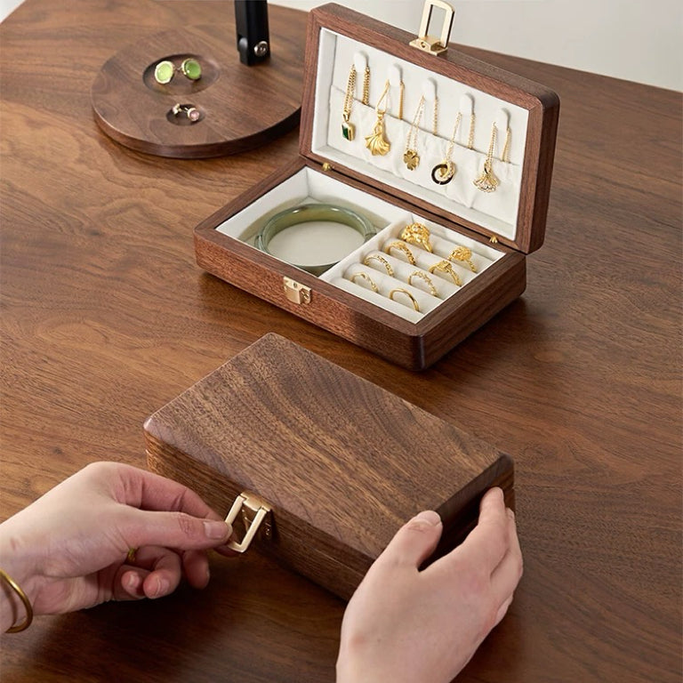 Amélie Walnut Two-Layer Jewelry Box