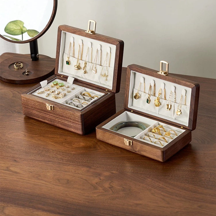 Amélie Walnut Two-Layer Jewelry Box