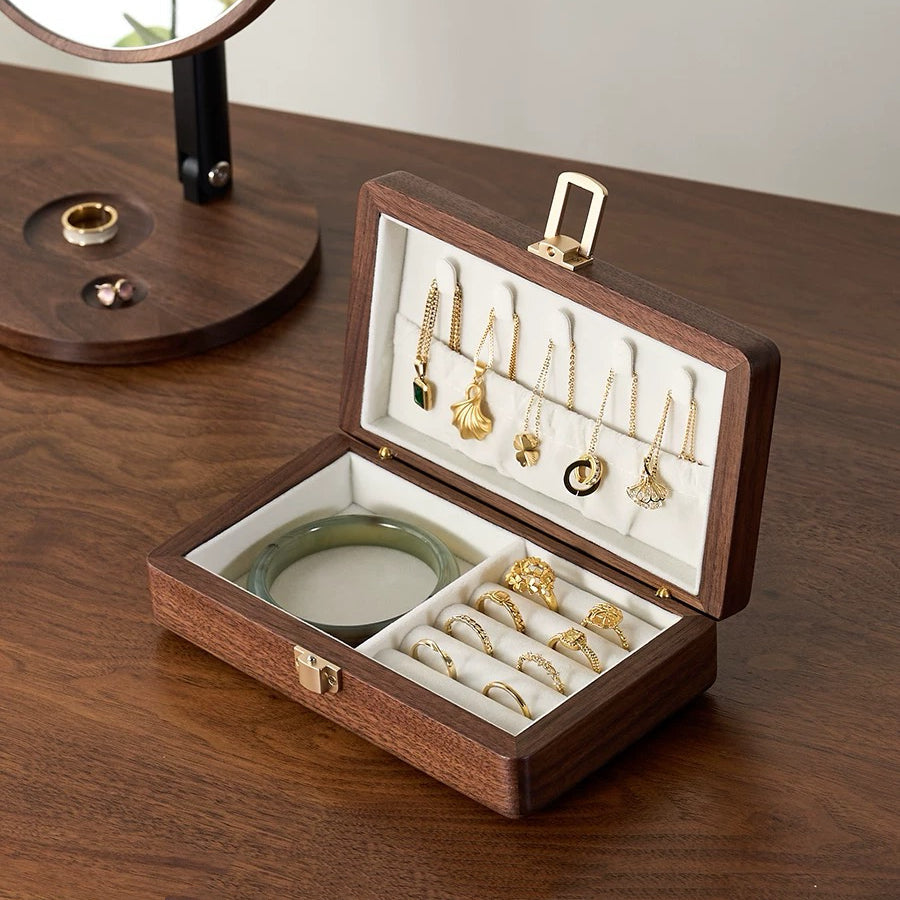 Amélie Walnut Two-Layer Jewelry Box