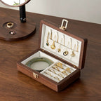 Velvet Walnut Minimalist Two-Layer Jewelry Box