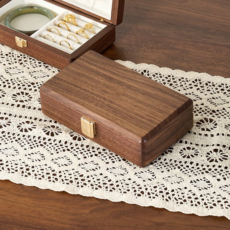 Amélie Walnut Two-Layer Jewelry Box