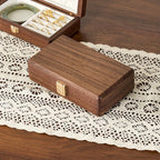 Velvet Walnut Minimalist Two-Layer Jewelry Box
