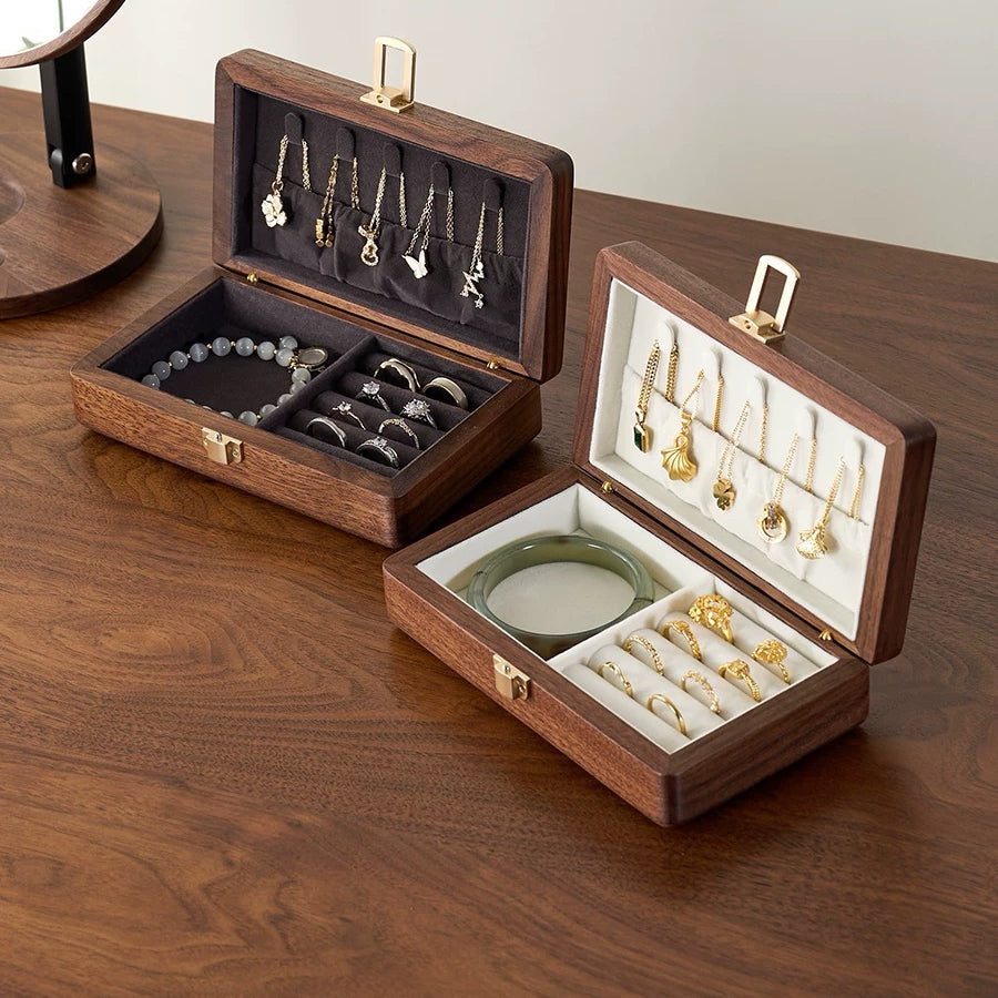 Amélie Walnut Two-Layer Jewelry Box