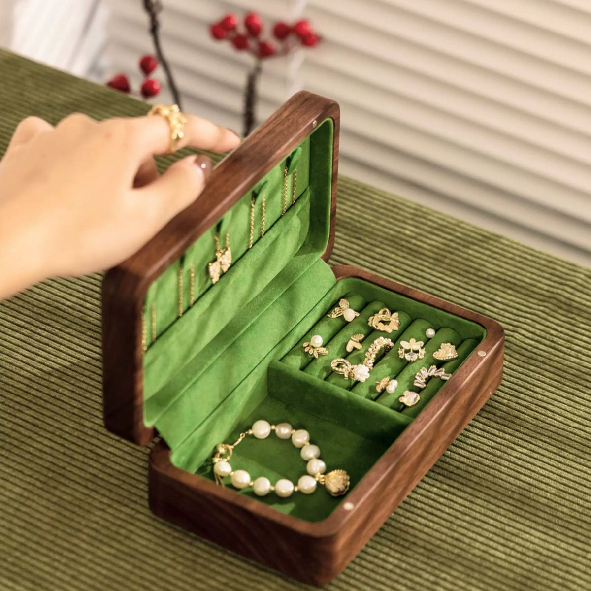 Lustina Solid Walnut Jewelry Box