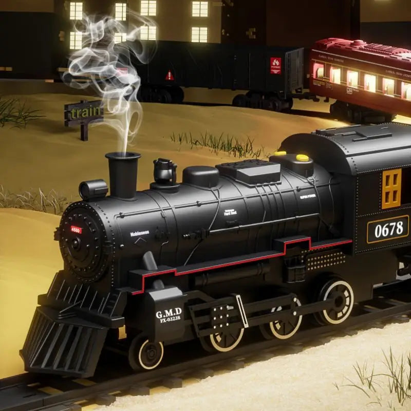 Interactive Train Set | Battery-Powered Electric Locomotive with Lights & Sounds | Realistic Steam Effects for Endless Fun
