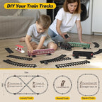 Interactive Train Set | Battery-Powered Electric Locomotive with Lights & Sounds | Realistic Steam Effects for Endless Fun