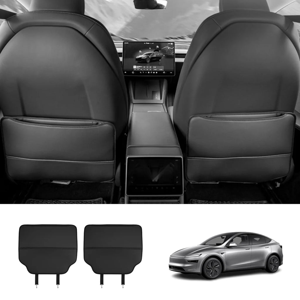 Nappa Leather Front Seat Back Kick Protectors for Tesla Model 3/Y/Y L 2024+ (2 PCS)