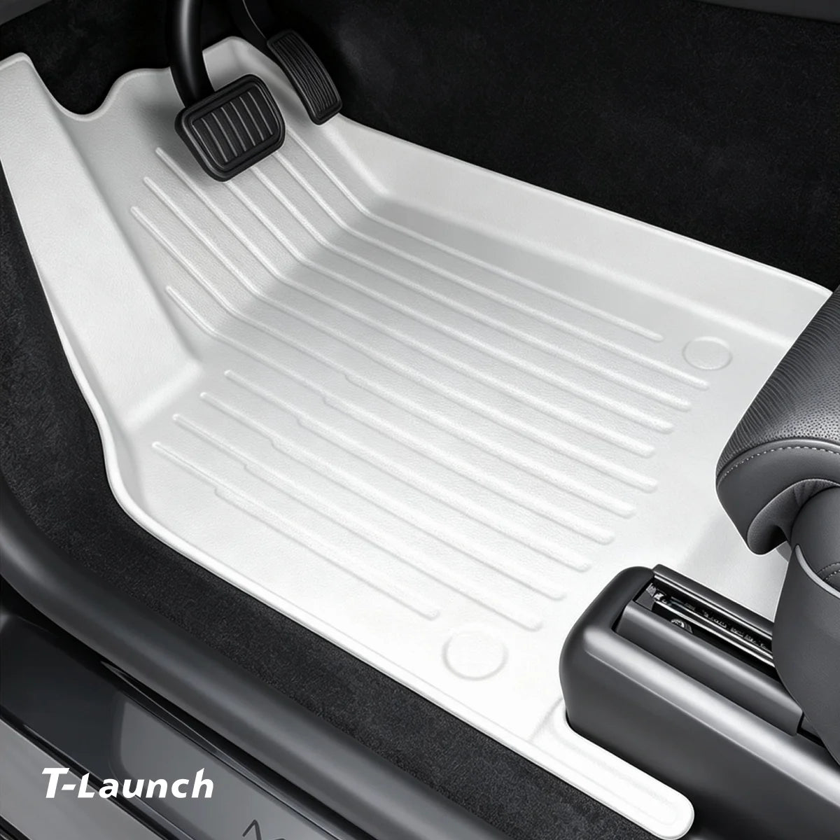 White All-Weather TPE Floor Mats for Tesla Model Y L 2026+