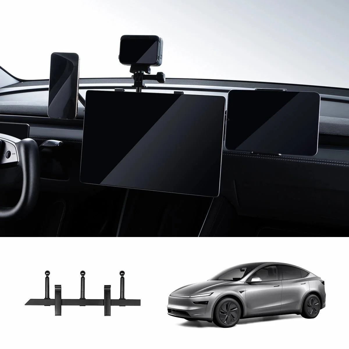Modular Screen Back Multi‑Device Expansion Mount for Tesla Model 3/Y/S/X/Cybertruck