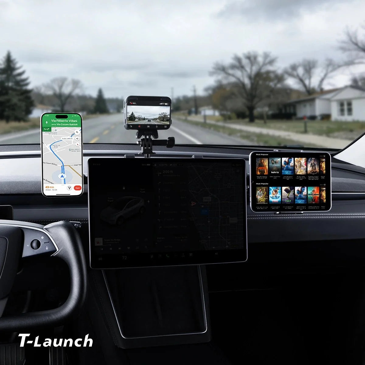 Modular Screen Back Multi‑Device Expansion Mount for Tesla Model 3/Y/S/X/Cybertruck