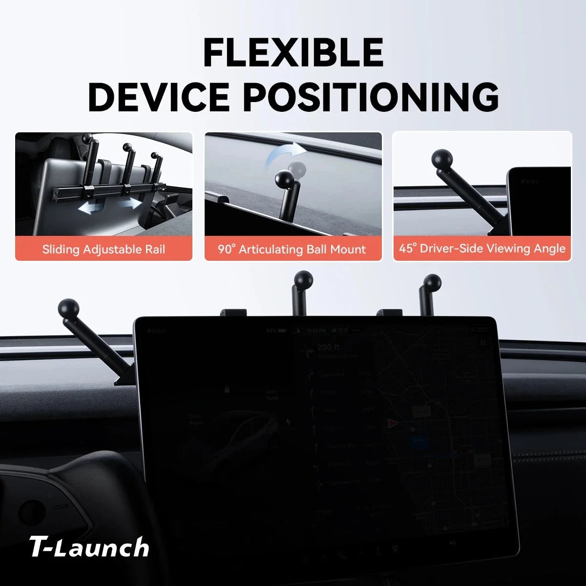 Modular Screen Back Multi‑Device Expansion Mount for Tesla Model 3/Y/S/X/Cybertruck