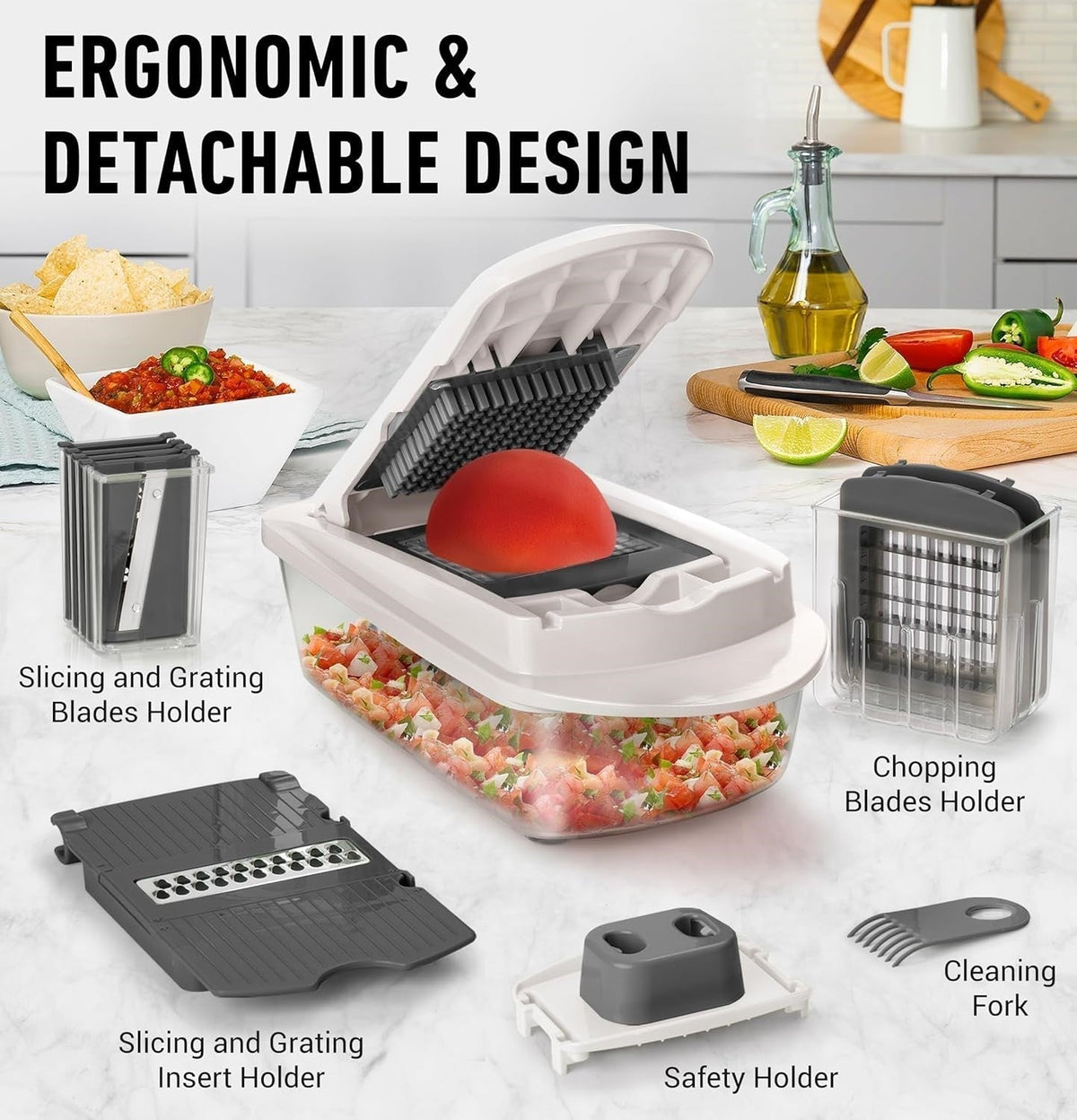 MultiPrep | 10-in-1 Vegetable Slicer with 8 Blades | Versatile Kitchen Tool for Quick Meal Prep