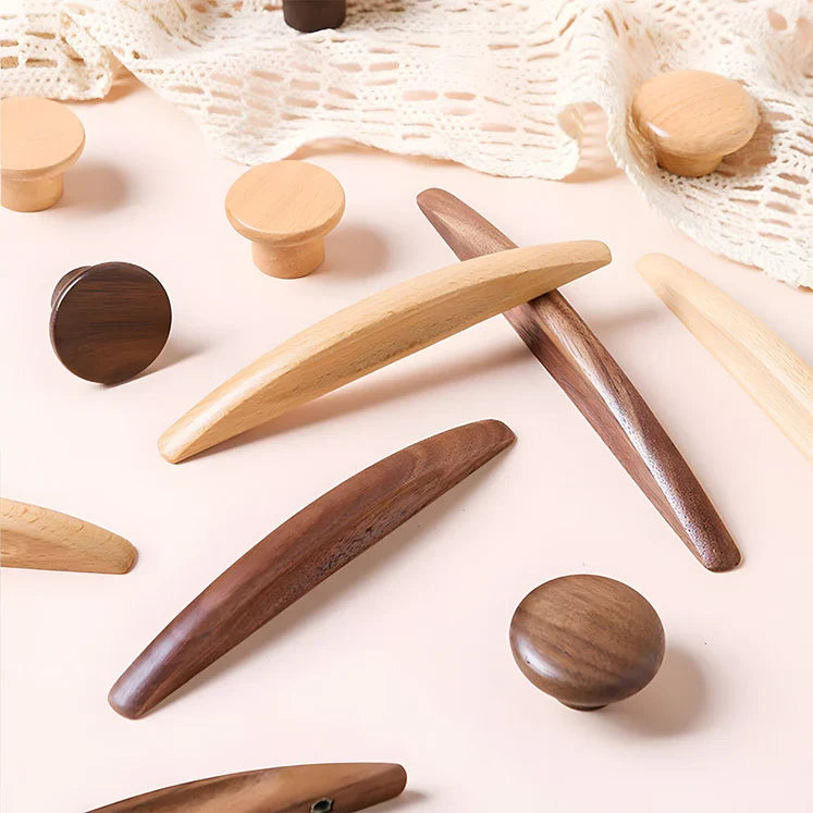 Warm Natural Wood Cabinet and Drawer Pulls