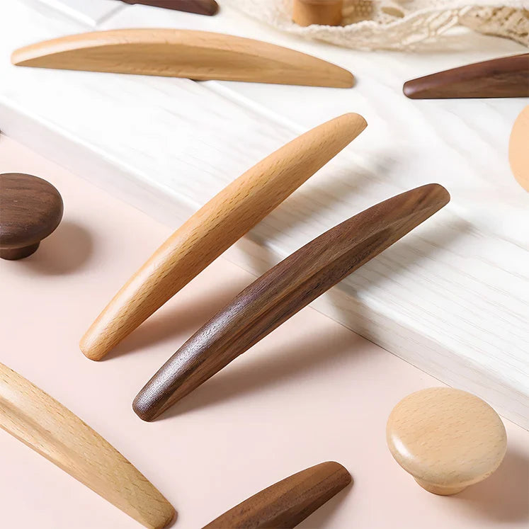Warm Natural Wood Cabinet and Drawer Pulls