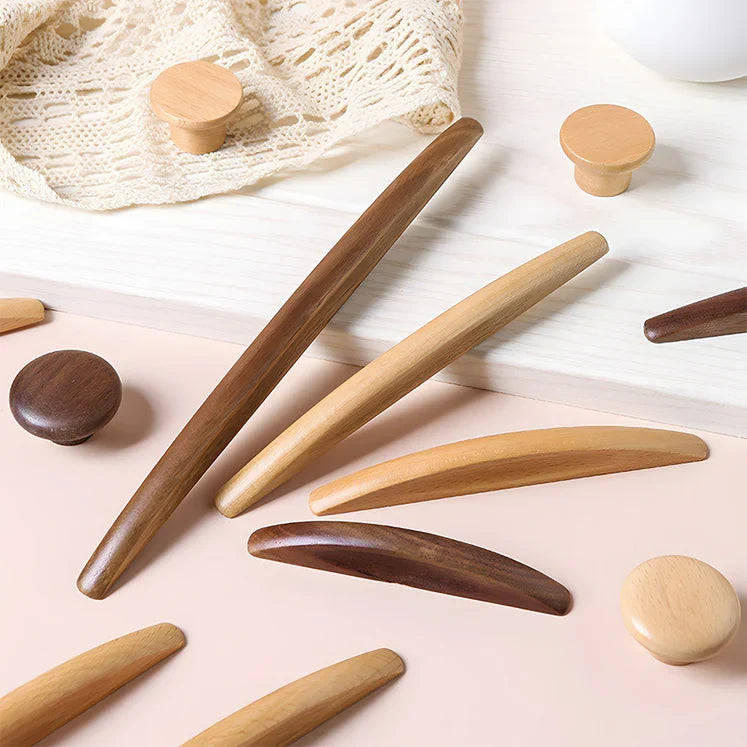 Warm Natural Wood Cabinet and Drawer Pulls