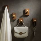 Natural Wood Hook Wall Organizer