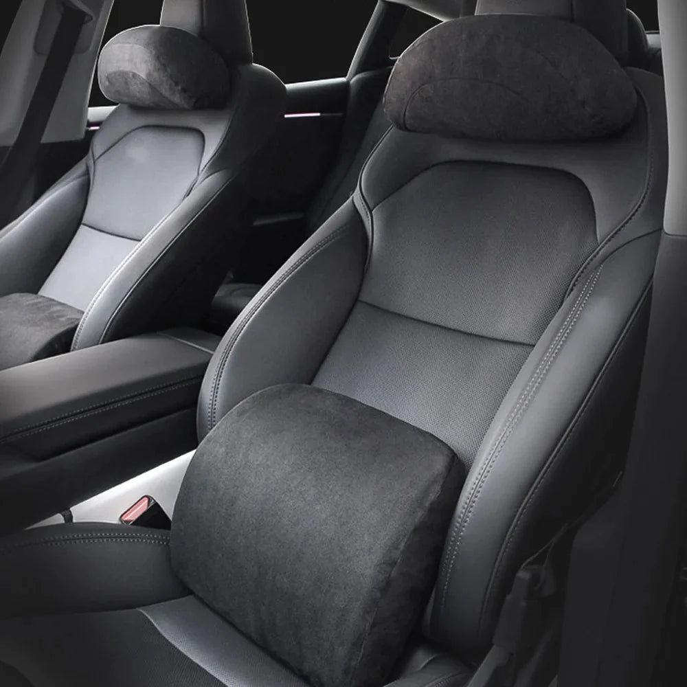 Alcantara Neck & Lumbar Support Pillow for Tesla Model 3/Y/X/S/Cybertruck