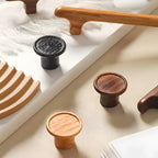Scandinavian Round Wood Cabinet and Drawer Pulls