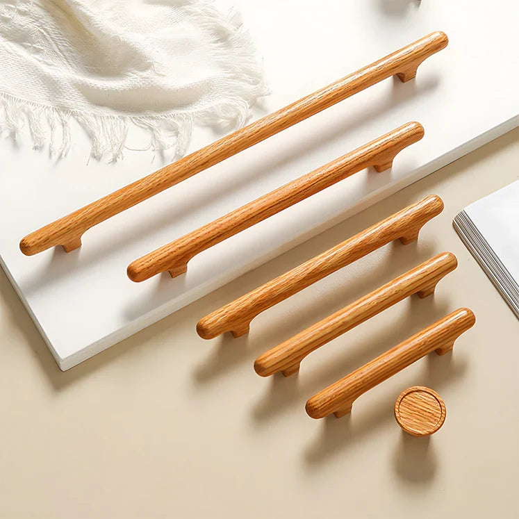 Scandinavian Round Wood Cabinet and Drawer Pulls