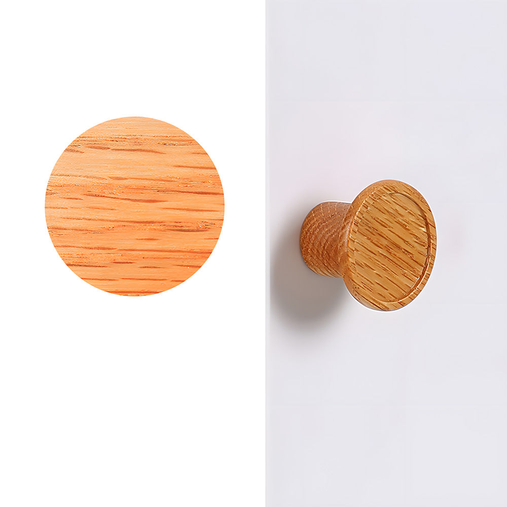 Scandinavian Round Wood Cabinet and Drawer Pulls
