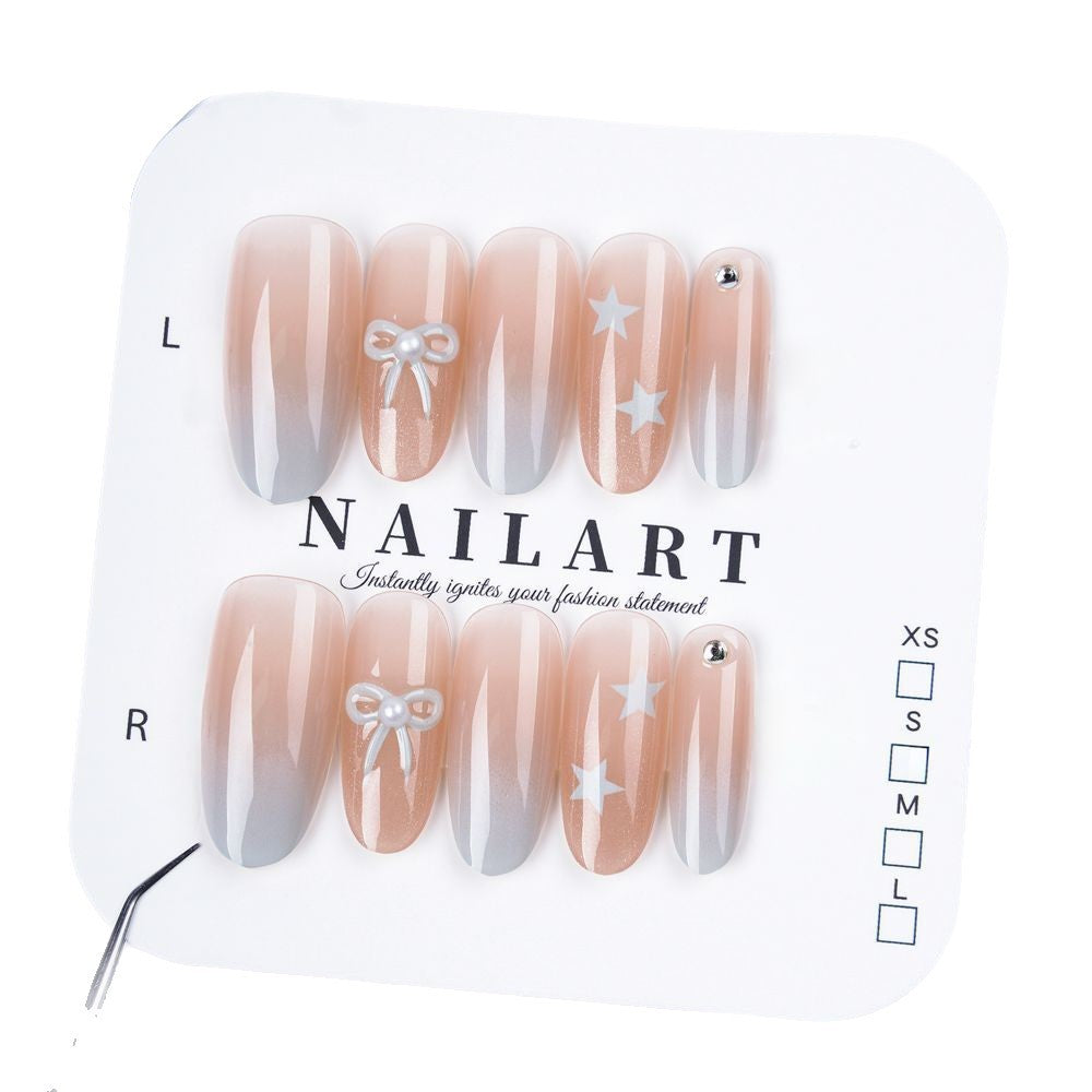1Artistic Press-On Nail Set with Floral and Glossy Accents Miroken