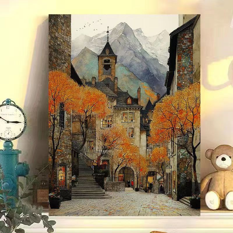 1Vintage European Landscape Canvas Art Print Miroken