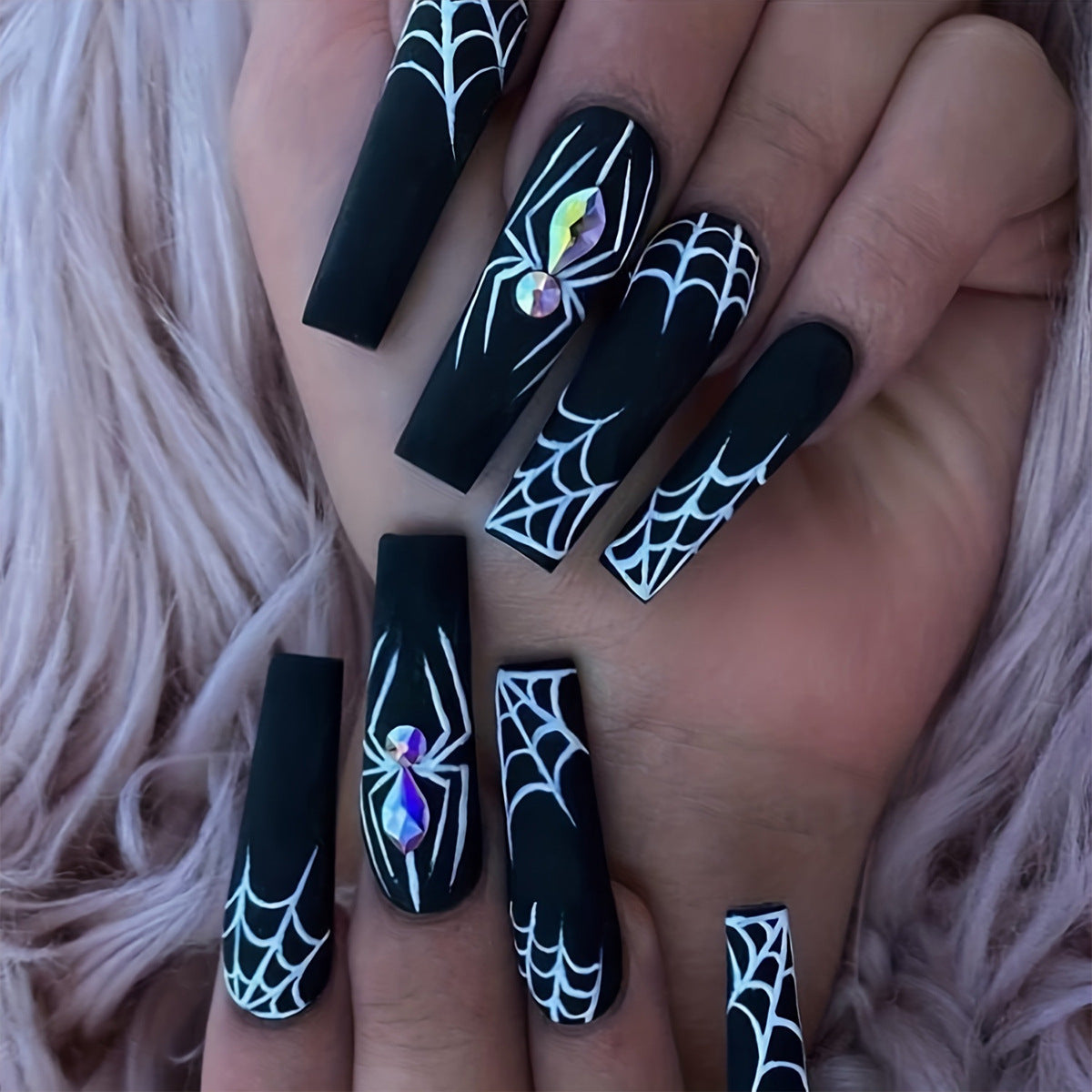 1Artistic Spider-Themed Press-On Nails Miroken