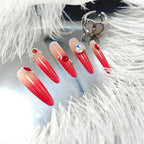1Artificial nails in elegant ombre style with glitter and jewelry accents Miroken