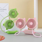 1Unisex portable double fan neck fan with flexible gooseneck and rechargeable battery Miroken