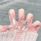 1Artificial nails with glitter and crystal embellishments Miroken