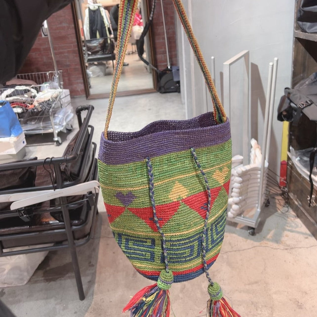 1Handmade tote bag with colorful tassels Miroken