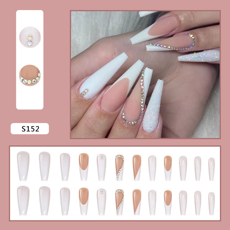 1Artificial Nail Set with Elegant Rhinestone Decorations Miroken