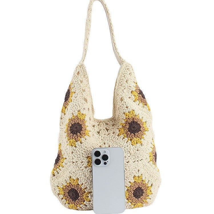 1Handcrafted crochet bag with sunflower pattern Miroken