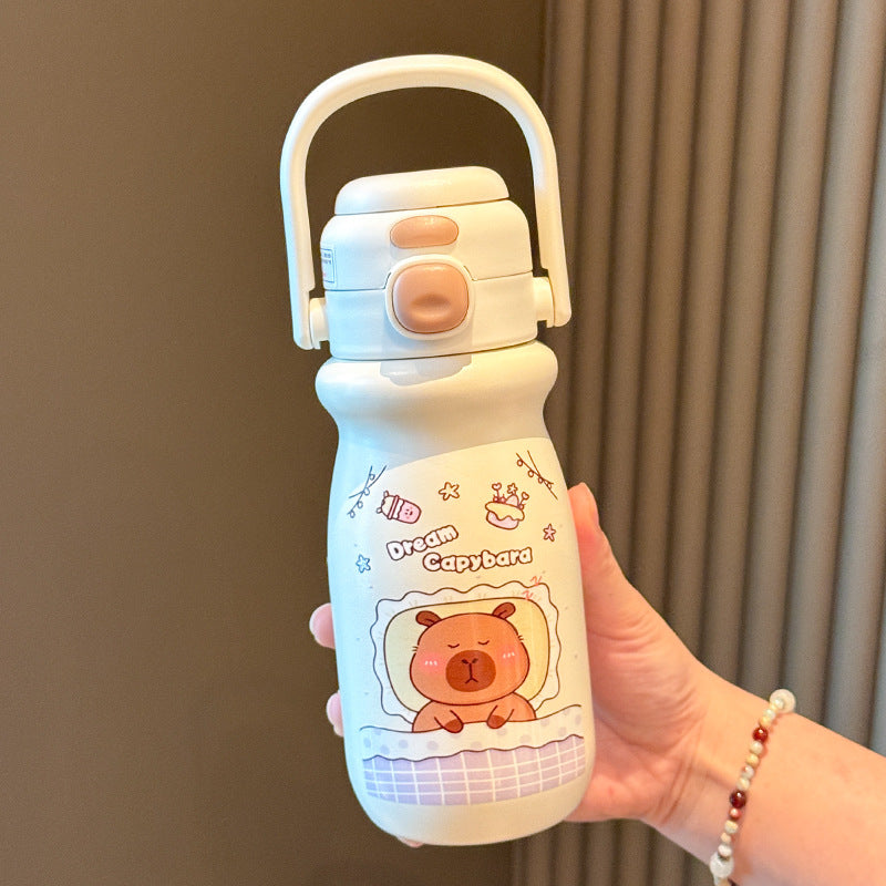 1Leak-proof stainless steel water bottle with cute capybara design Miroken