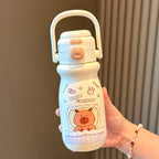 1Leak-proof stainless steel water bottle with cute capybara design Miroken