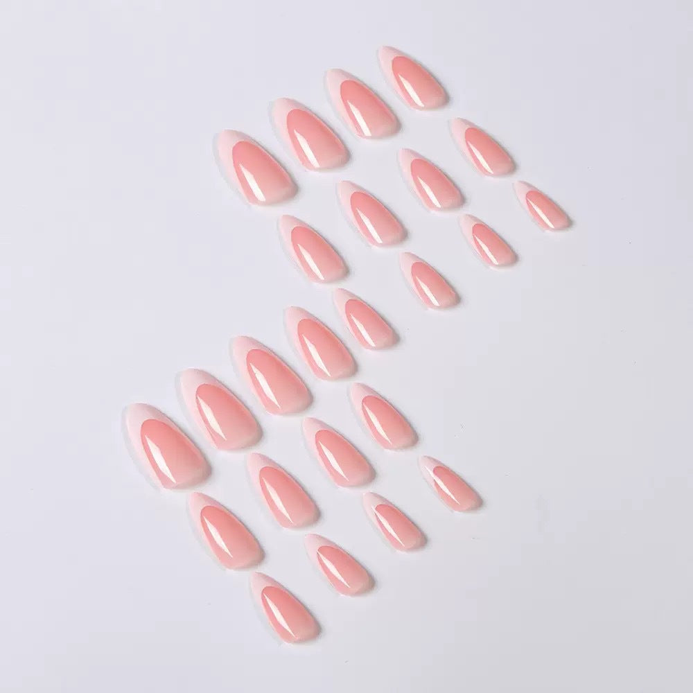 1Artificial nail set with elegant French design and gloss effect Miroken