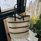 1Handmade beach bag with striking leather handles Miroken