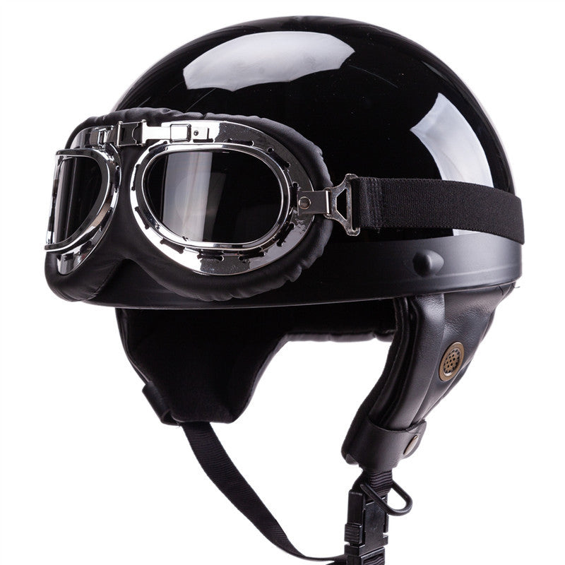 1Vintage-Style Open-Face Motorcycle Helmet with Goggles Miroken