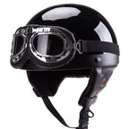 1Vintage-Style Open-Face Motorcycle Helmet with Goggles Miroken