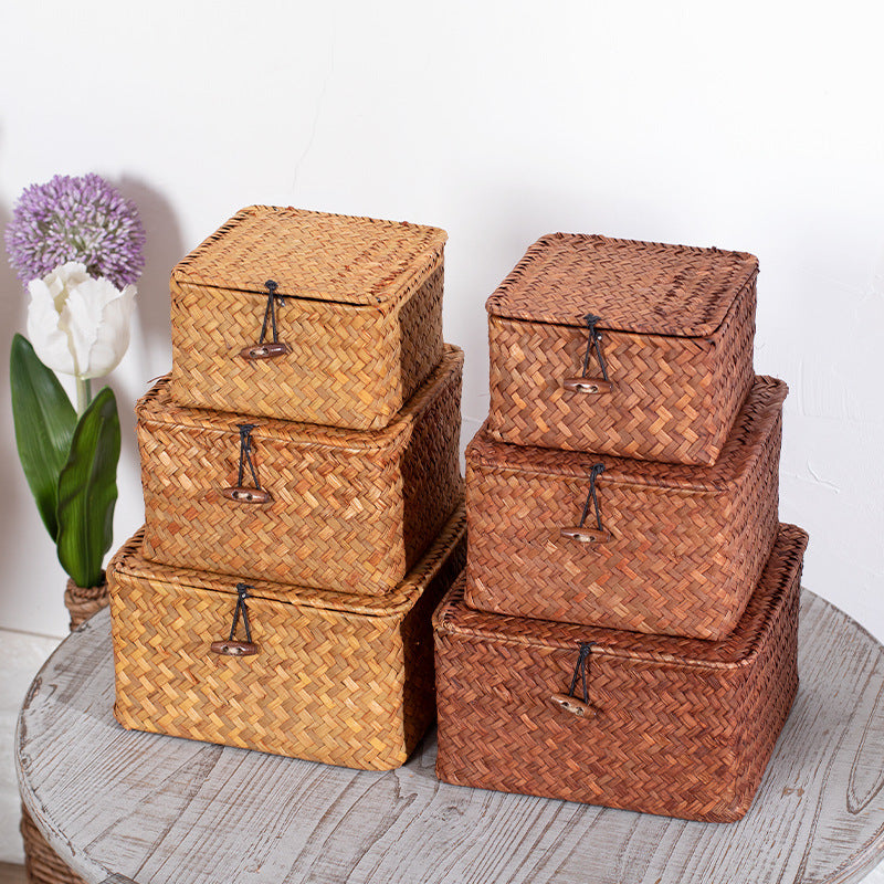 1Handwoven Storage Box with Lid Miroken