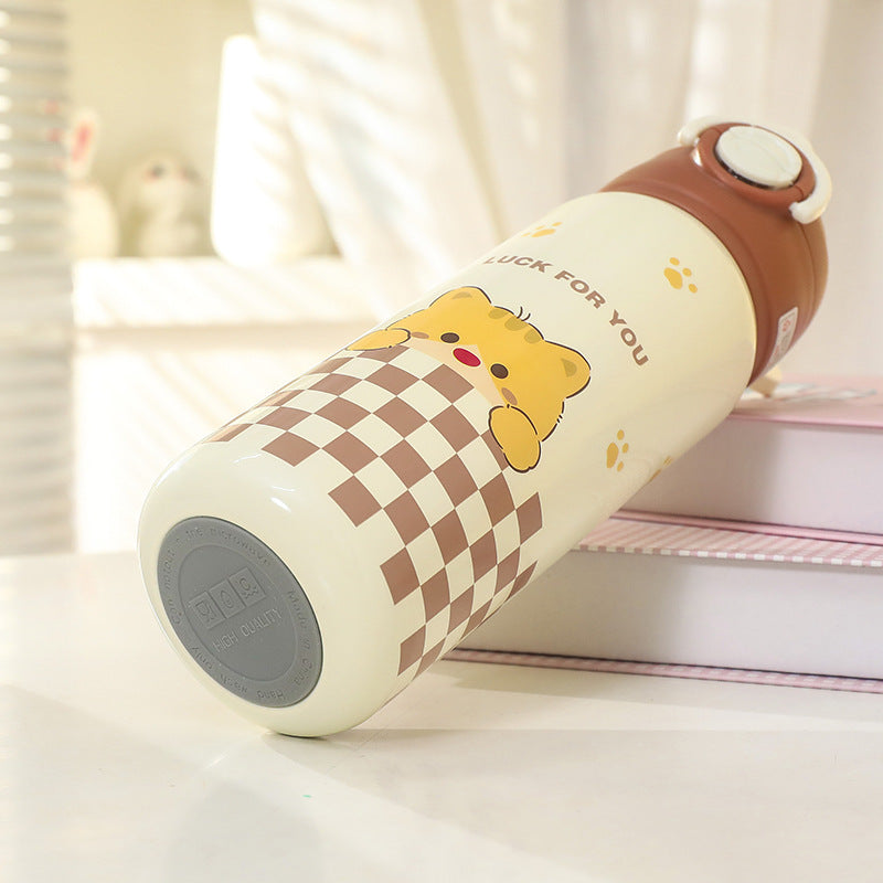 1Women's insulated drinking bottle with child-friendly design and practical carrying handle Miroken