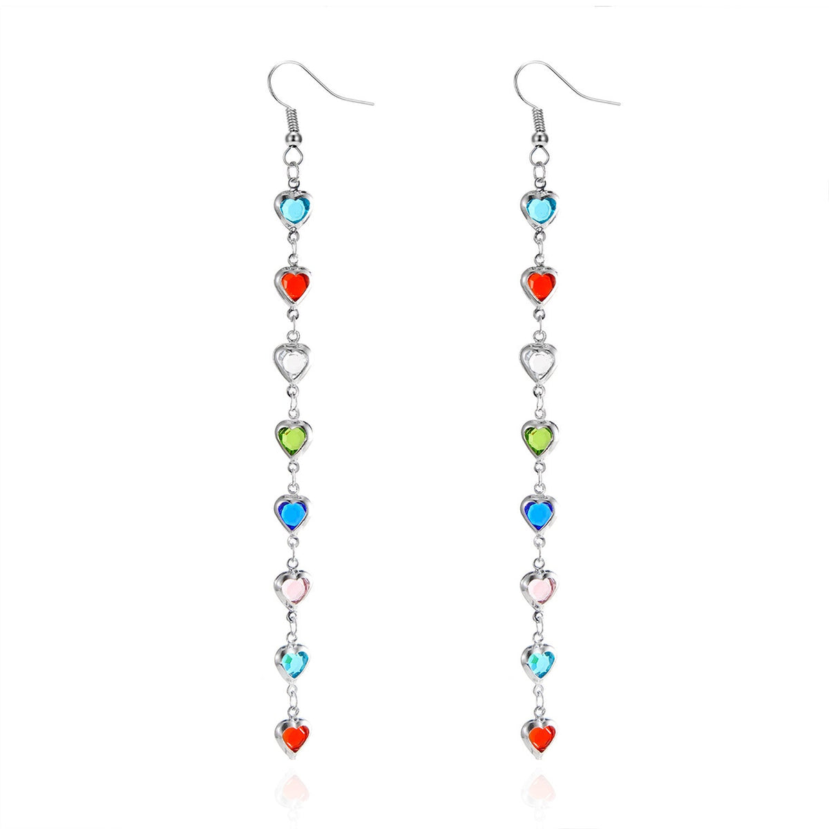 1Dazzling Heart-Shaped Drop Earrings Miroken